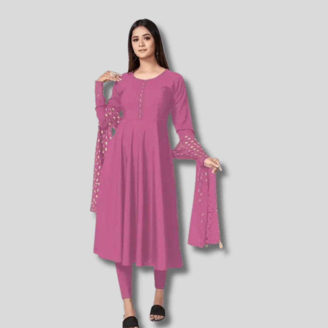 Classic Solid Crepe Anarkali Kurta for Women Classic Solid Crepe Anarkali Kurta for Women
